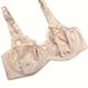 Plus Size Sexy Bra, Soutien-gorge Sexy Grande Taille, Soutien-gorge À Armatures En Dentelle Contrastée Pour Femmes, Couverture Complète, Mini Nœud Léger