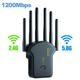 5G 1200Mbps Wireless WiFi Repeater WiFi Signal Repeater 2.4G 5.8G Dual-Band Wi Fi Extender 6 Antenna Network Amplifier WPS Router 2024 New