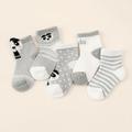 5pairs Baby Boys Socks Cartoon Panda Animal Cute Grey Mesh Cotton Breathable Crew Socks For Kids Children Toddler