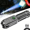 1pc Super Bright Zoomable Flashlight - Portable, Multi-functional And Perfect For Outdoor And Home Use!