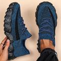 Men's Fashion Plain Color Knit Breathable Comfortable Anti-skid Lace Up Running Sneakers, Casual Sock Elevator Shoes