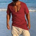 Homme T shirt Tee T-shirt Plein Col V Plein Air Vacances Manches courtes Vêtement Tenue Mode Design basique