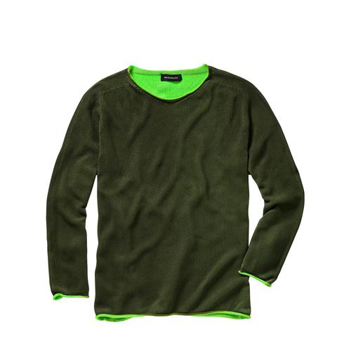 Mey & Edlich Herren Sweater Regular Fit Gruen einfarbig