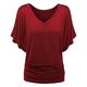 Femme Grande Taille T shirt Tee T-shirt bordeaux Plein du quotidien Sortie Fin de semaine Ruché Manche Chauve-souris Noir Demi Manches Vêtement de rue Décontractées Preppy Col V Eté Printemps