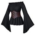 femmes renaissance blouse tops corset taille ceinture 2 pcs médiéval victorien hors épaule à manches longues chemise pirate cosplay costumes