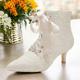 Women's Heels Wedding Shoes Dress Shoes Wedding Party Wedding Heels Satin Flower Kitten Heel Stiletto Pointed Toe Elegant Lace Satin Lace-up White Ivory Champagne