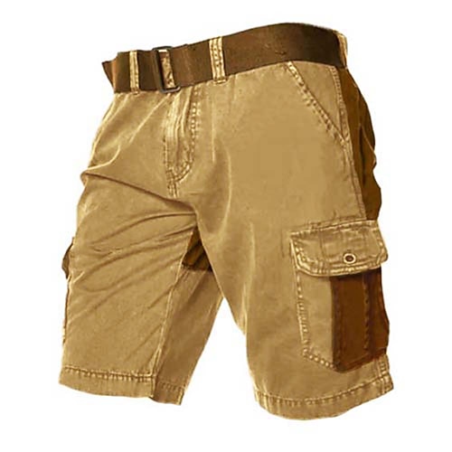Herren Cargo-Shorts Shorts Patchwork Mehrere Taschen Farbblock tragbar Kurz Lässig Täglich Ferien Mode Klassisch Schwarz Grün Image