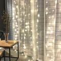 Window Curtain String Light,3 X 3m 300 LEDs Starry Fairy Lights for Wedding Party Home Garden Bedroom Outdoor Indoor Wall Decorations Warm White Blue Multi Color White Linkable 220-240 V 1pc