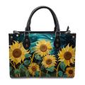 Women's Handbag Crossbody Bag Shoulder Bag Boston Bag PU Leather Shopping Daily Holiday Print Large Capacity Multi Carry Sunflower Flower Yellow Blue Green