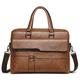 Men's Briefcase Laptop Bag PU Leather Office Daily Zipper Tiered Anti-Dust Solid Color Dark Brown Black Brown