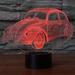3D Visual Car Shape Night Light 7 Color Change LED Table Desk Lamp Acrylic Flat ABS Base USB Charger Home Decoration Toy Brithday Xmas Kid Children