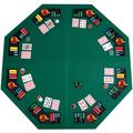 48 8-Player Folding Poker Table Top Layout Poker Card Mat Topper with Cup Holders and Carrying Bag Octagon Texas Hold em Poker Mat for Family Game Casino Party