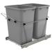 Rev-A-Shelf Double Pullout Trash Can for Under Kitchen Cabinets 35 Qt 12 Gallon Garbage Recycling Bin on Full-Extension Slides Silver RV-18KD-17C S