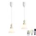 FSLiving Rechargeable Battery Operated Pendant Light with Remote Modern Style Hanging Light with Cone Glass Milky Shade Adjustable Height RGB Color Timer Dimmable Lamp for Corner Decor - Set of 2