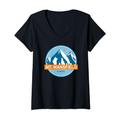 Damen Mt. Mansfield Vermont Sterne Mond T-Shirt mit V-Ausschnitt
