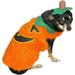 Fuzzy Orange Pumpkin Dog Costume Jack-O-Lantern Pet Outfit With Hat XS