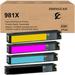 4 Pk 981X 981 High Yield Ink Cartridge Works for HP PageWide Enterprise Color 556 556dn 556xh MFP 586 MFP 586z MFP 586dn MFP 586f Printers