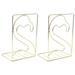 1 Pair Metal Bookends Shaped Nordic Style Heavy Duty Book Holder Book Support Book Shelves Desktop Organizer for Home Office Golden