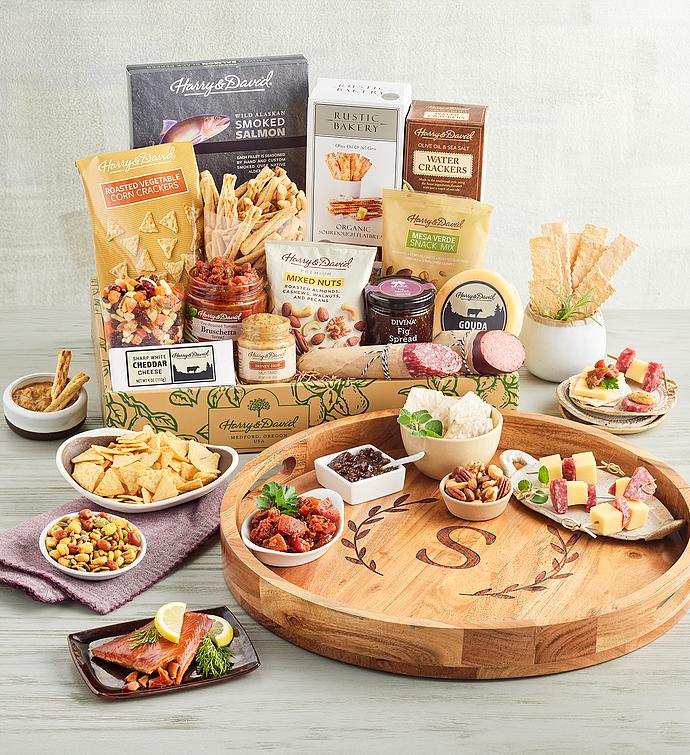 Personalized Tray With Sweet And Savory Treats, Family Item Gifts Keepsakes Personalized Gifts Food Gourmet Assorted Foods, Cheese by Harry & David