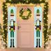 Nutcracker Christmas Decor Banners-Outdoor Xmas Decorations-Life Size Soldier Model Porch Sign Nutcracker Hanging Flags for Front Door Garden Home Holiday Parties Supplies