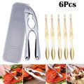 6Pcs Seafood Tools Crab Crackers Stainless Steel Lobster Crackers and Forks Nut Cracker Set-Gold