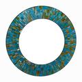 DecorShore Handcrafted Mosaic Decorative Wall Mirror 24 Round Wall Mirror of Turquoise Green Aqua Blue Gold Yellow Colorful Glass Tile Decor for Home