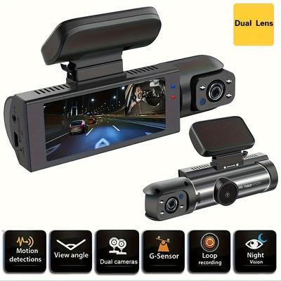 1080p Dual Camera Dash Cam For Cars With Ir Night Vision, Loop Recording, And Wide Angle Lens - 3.16 Inch Ips Screen