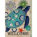 Home Decorative Welcome Quote Outdoor Turtle Beach Garden Flag Double Sided Tropical Ocean House Yard Flag Rustic Coastal Garden Yard Nautical Sea Decorations Seasonal Outdoor Flag 12 x 18