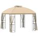 10 x 10 Patio Gazebo with Corner Shelves Double Roof Outdoor Gazebo Canopy Shelter with Removable Mesh Netting for Garden Lawn Backyard and Deck Beige