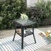 LLBIULife Patio Coffee Table Outdoor End Table Wicker Rattan Glass Top with Grey Wicker