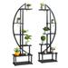 IVV 6 Tier Metal Plant Stand Creative Half Moon Shape Ladder Flower Pot Stand Rack for Home Patio Lawn Garden Balcony Holder Black (2 Pack)