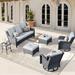 Vcatnet Direct 6 Pieces Outdoor Patio Furniture Sectional Sofa All-weather Conversation Set with Swivel Rocking Chairs and Coffee Table for Garden Poolside Gray