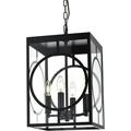 4 Lights Outdoor Pendant Light Fixture in Black Finish Finish Classic Indoor Outdoor Hanging Lantern Lighting with Clear Glass Shade for Porch Entryway Hallway