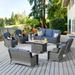Vcatnet 8 Pieces Outdoor Patio Furniture Sectional Sofa All-weather Conversation Set with Swivel Rocking Chairs and Fire Pit Table for Garden Poolside Denim blue