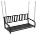 Jaxnfuro Hanging Porch Swing Bench Outdoor 2-Person Metal Iron Patio Bench for Garden Deck Patio Swing Chair with Chains Black