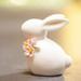 HFMK Flower Ceramic Rabbit Ornament Bonsai Statue Fairy Garden Statue Ceramic Rabbit Decorative Art Rabbit Statue Ceramic Rabbit Ornament Rabbit Statue Ceramic White Mini Enamel