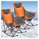2 Pcs Oversized Heated Camping Chair for Adults Folding Outdoor Rocking Heated Chairs with 3 Heat Levels Heavy Duty Portable Rocker Camp Chair Padded Recliner for Sport Outside Picnic Patio