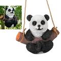 WOVTE Resin swing panda garden statue simulated animal panda statue home garden decoration garden sculpture garden garden indoor and outdoor