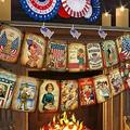 4th of July Banner Independence Day Patriotic Decorations - 4th of July Vintage Style Bunting Indoor Home Office Party Supplies for July Fourth Memorial Day Independence Labor