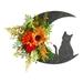 Ongmies Curtains Clearance Moon Halloween Wreaths for Door Halloween Moon Wreath with Cat Wall Decor Halloween Cat Door Wreath Cat for Indoor Outdoor Window Wall Art Room Decor Black