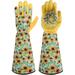 Long Gardening Gloves for Women Thorn Proof Rose Pruning Cowhide Leather Garden Glove for Cactus Rose and Blackberry