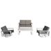 Aluminum Patio Furniture Set 4 Pieces Outdoor Sectional Conversation Set with 55.12 Fire Pit Table Swivel Chair and Loveseat All-Weather Modern Seating Set for Backyard - 2 Swivel + Loveseat