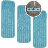 Microfiber Mop Pad Set Of 3 (Aqua) Compatible With 12 Mop Base | Machine Wable | Bathroom Or Kitchen | Suitable For All Floor Types Including Laminate Hardwood And Tile