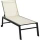 HONGDONG Patio Garden Sun Chaise Lounge Chair with 5-Position Backrest 2 Back Wheels & Industrial Design Cream White