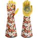 Long Gardening Gloves for Women Thorn Proof Rose Pruning Cowhide Leather Garden Glove for Cactus Rose and Blackberry