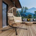 Direct Wicker Patio Foldable Hanging Swing Chair with Stand