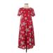 Lularoe Casual Dress - High/Low Crew Neck Short sleeves: Red Print Dresses - New - Women's Size X-Small