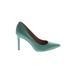 Sam Edelman Heels: Slip On Stiletto Minimalist Teal Print Shoes - Women's Size 8 - Pointed Toe