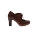 Clarks Heels: Slip-on Chunky Heel Boho Chic Brown Solid Shoes - Women's Size 8 - Round Toe