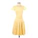 LC Lauren Conrad Casual Dress - A-Line Scoop Neck Short sleeves: Yellow Print Dresses - Women's Size X-Small